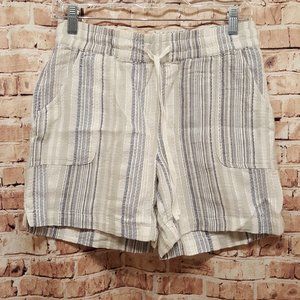 Cato Shorts Textured Linen  Aqua Gray Stripe Size Small NWT